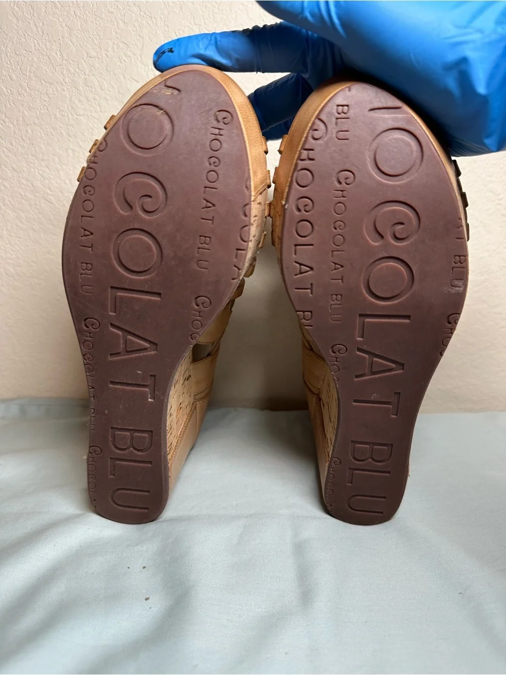 Chocolat Blu Woven Tan Platform Wedges